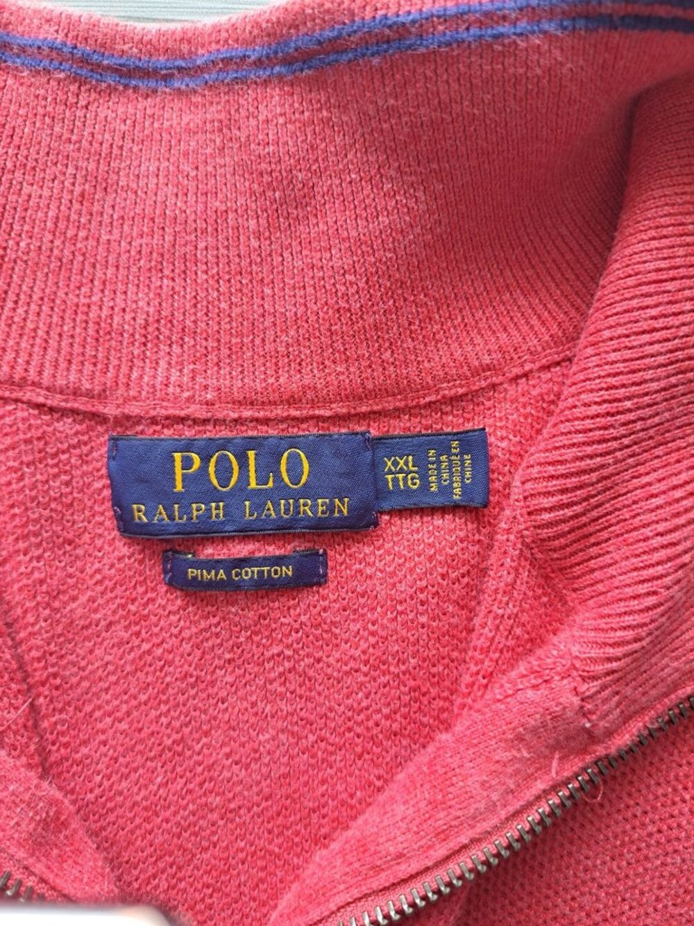 Lot 2 Polo Ralph Lauren Mens XXL Pima Cotton Quarter-Zip Sweaters Beige Salmon - Picture 5 of 9